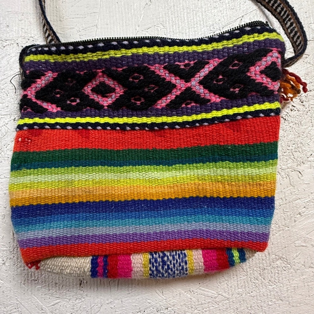 Boho Woven Rainbow‎ Stripe Crossbody Bag Small